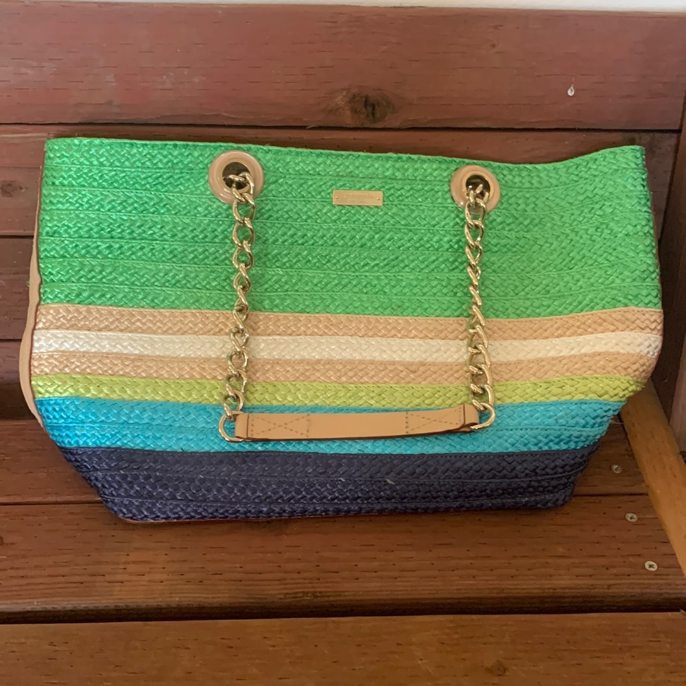 Kate Spade Striped Straw Tote